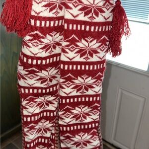 Red and White Snowflake Knit slippers / boots